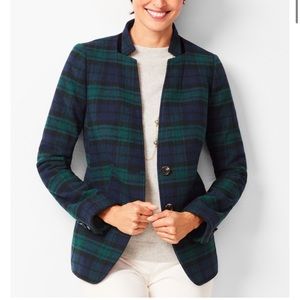 NWT Gorgeous Talbots Green and Navy Plaid Wool Blazer- Black- Sz 10